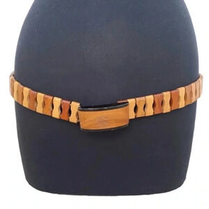 Vintage Womens Wooden Boho Folksy Belt